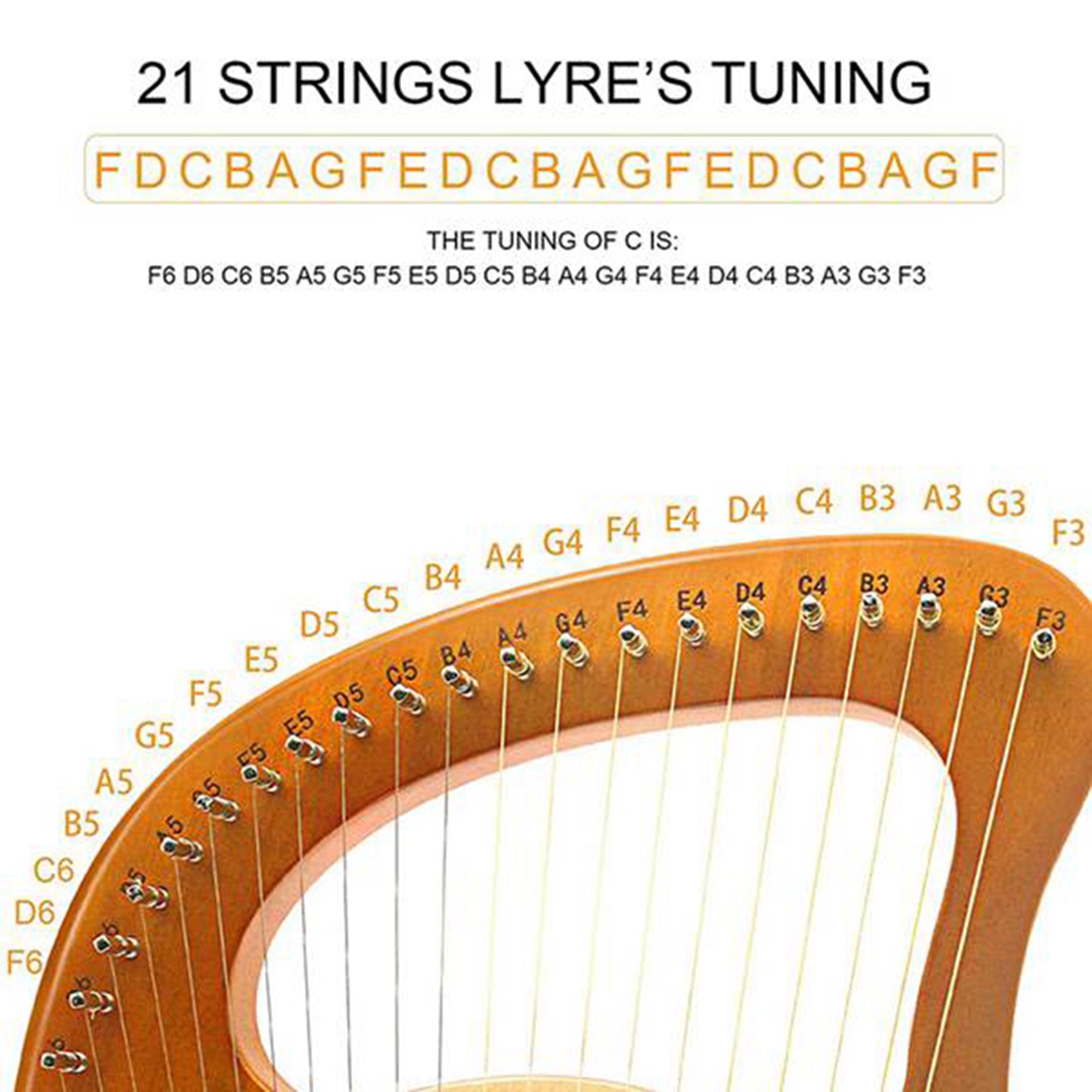 Musical Instrument With Strings - ABST 21 String Lyre Harp String