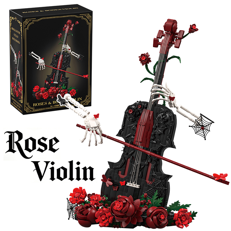 Musical Instrument Veena - Creative Artist Skull Red Rose Violin