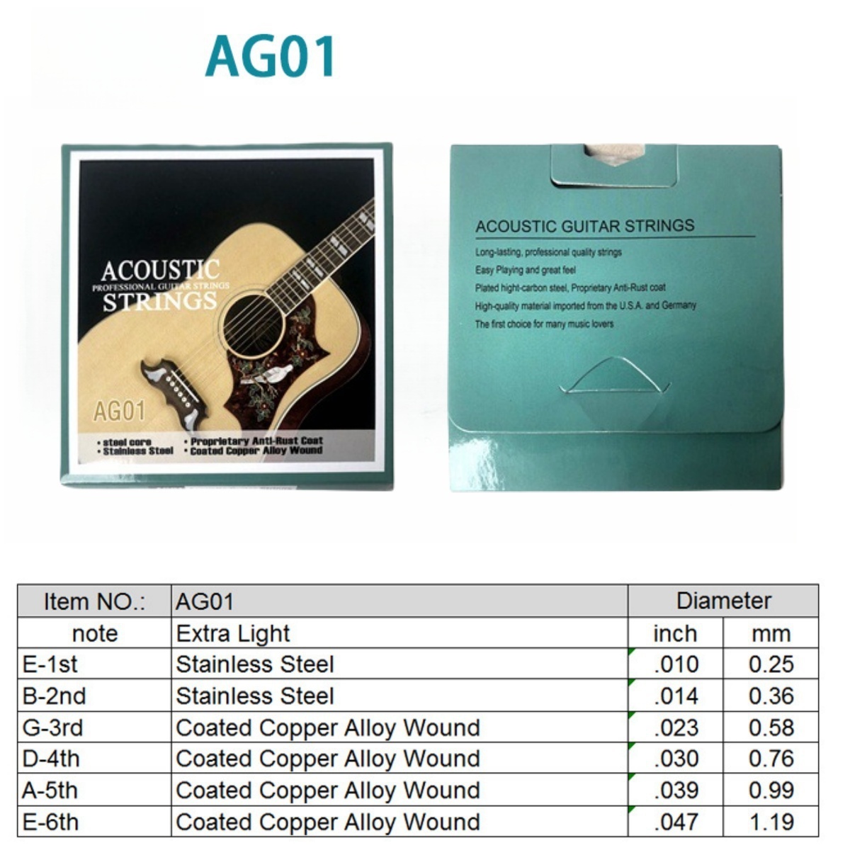 Miwayer 1 Set/6 String AG01 Ac - Musical Instrument With Strings 评论和价格
