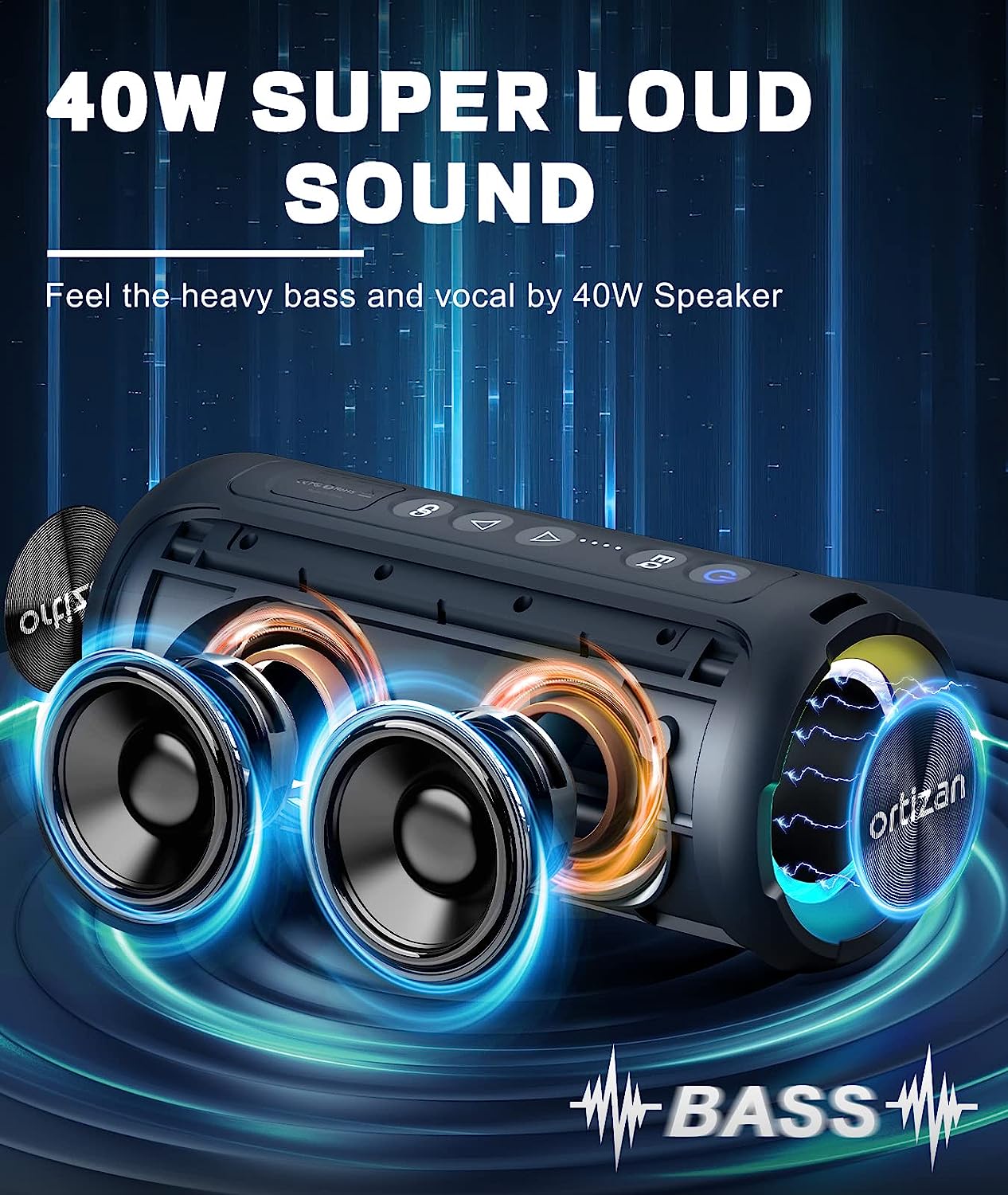 Ortizan Bluetooth Speakers 40W - Musical Instrument Vector 评论和价格