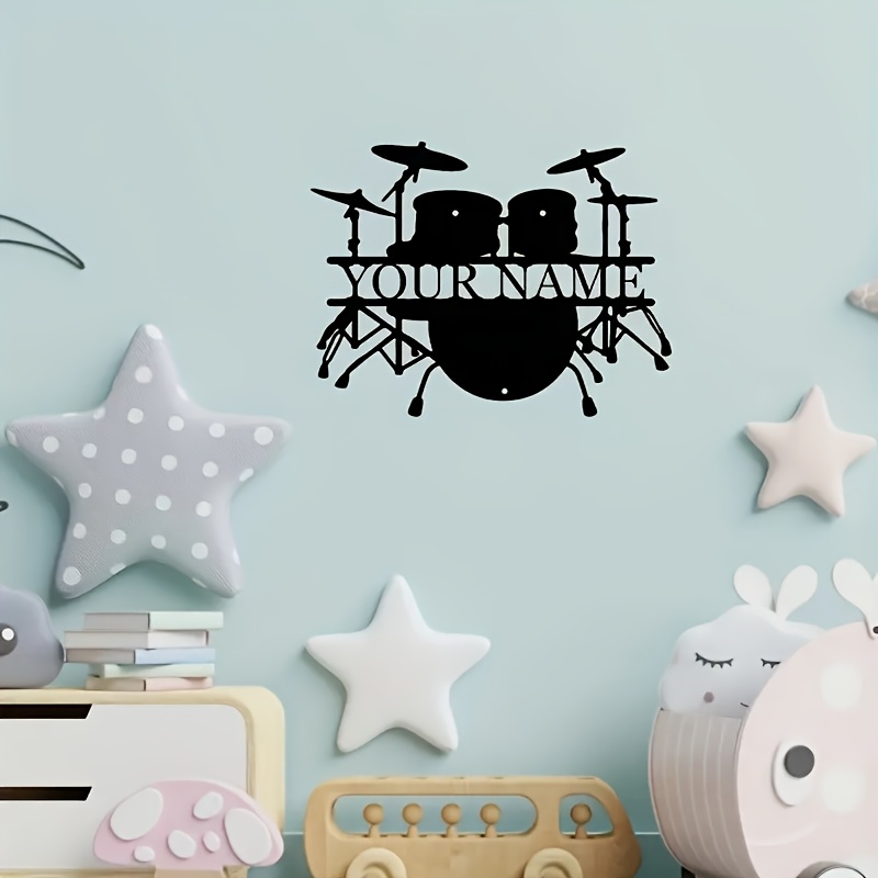 Custom Drum Set Metal Wall Art - Musical Instrument With Names 评论和价格
