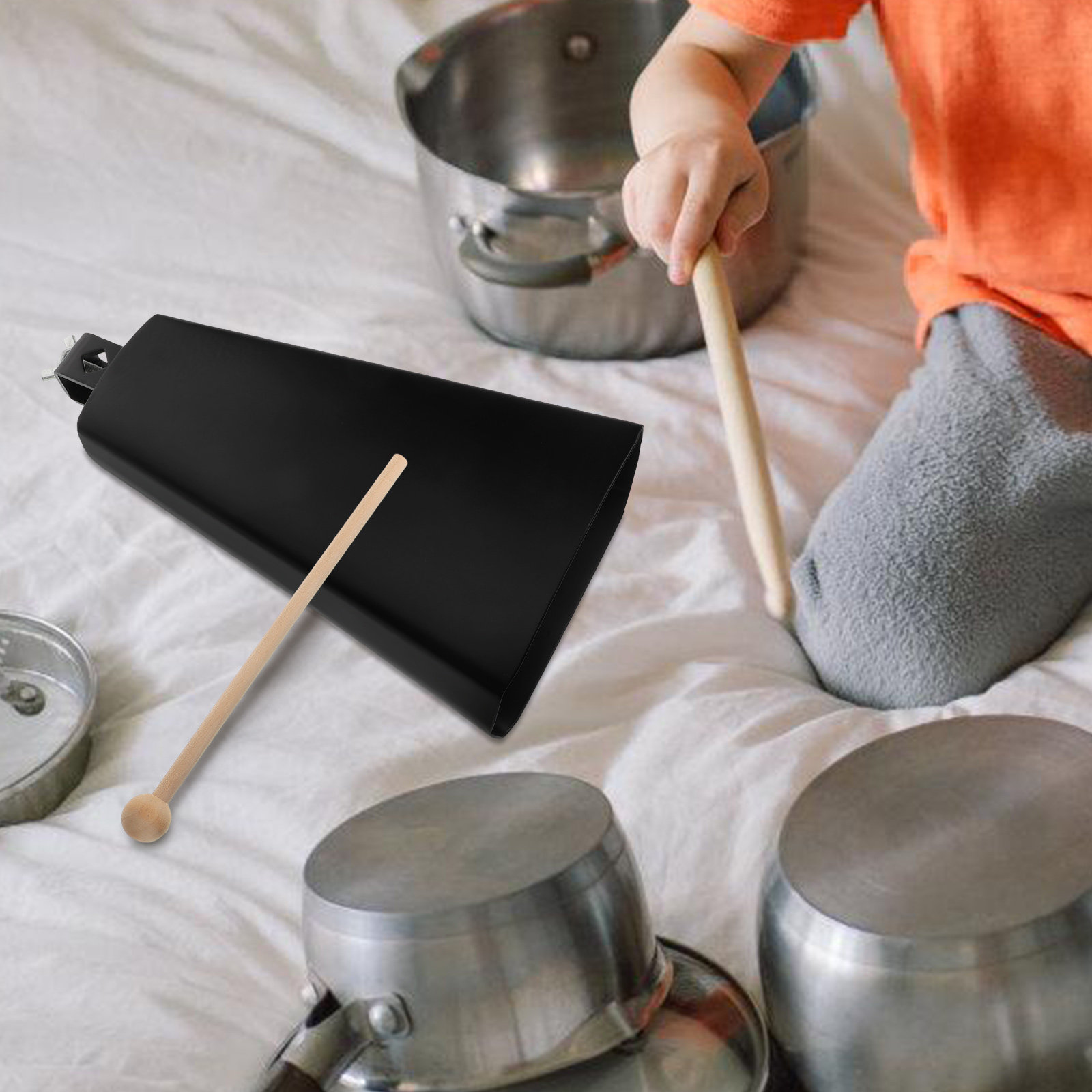 1Set Metal Cowbell Instrument  - Musical Instrument With Hand 评论和价格